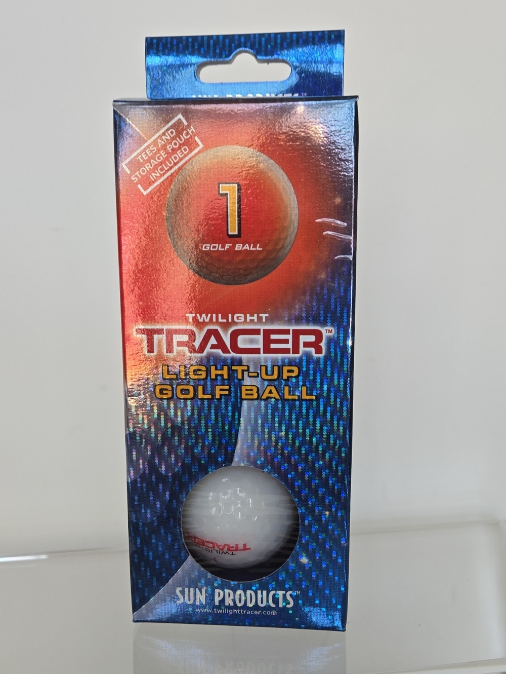 Twilight Tracer Light-Up Golf Ball by Sun Products - White with Orange Logo